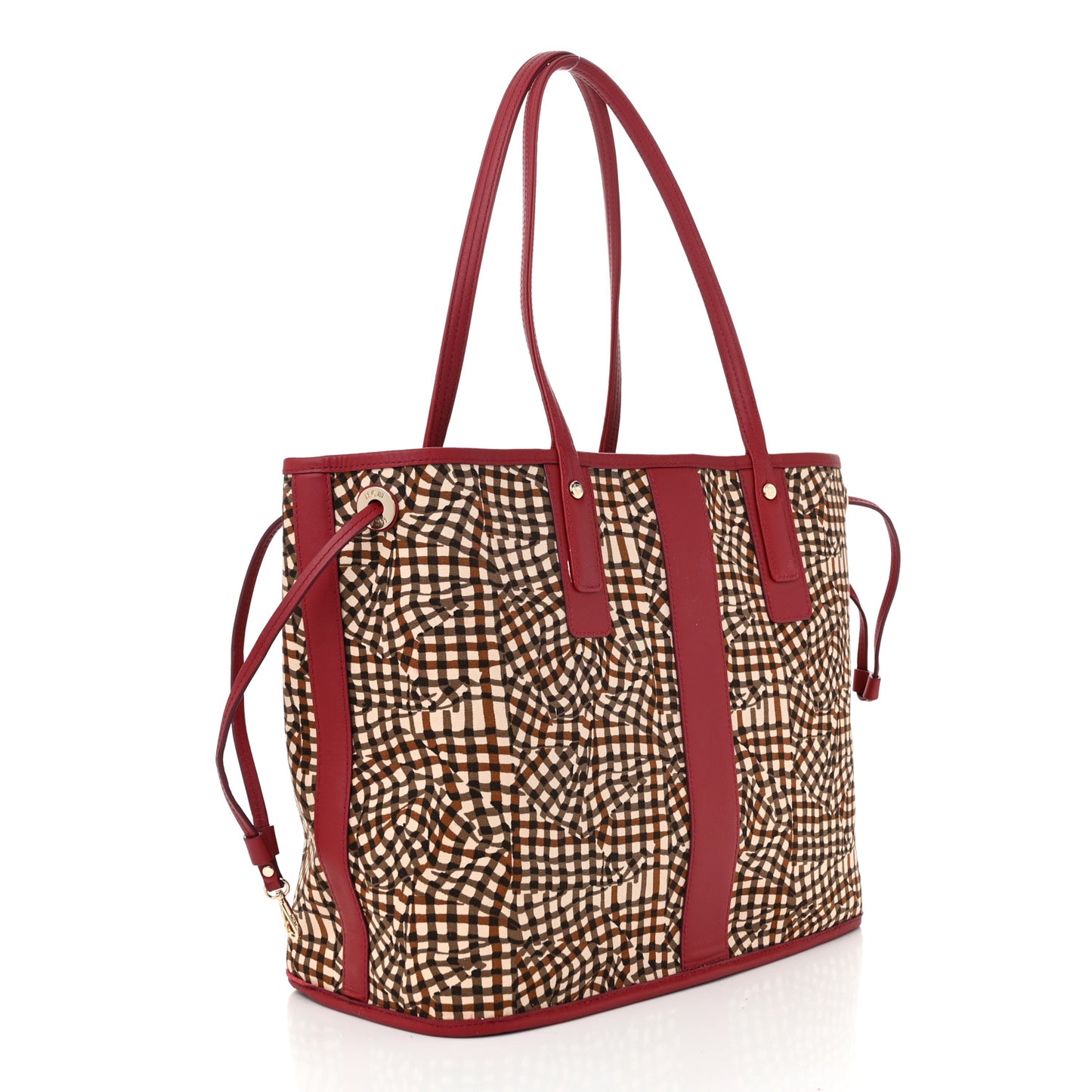Visetos Medium Liz Reversible Shopper Tote Beige Ruby Red