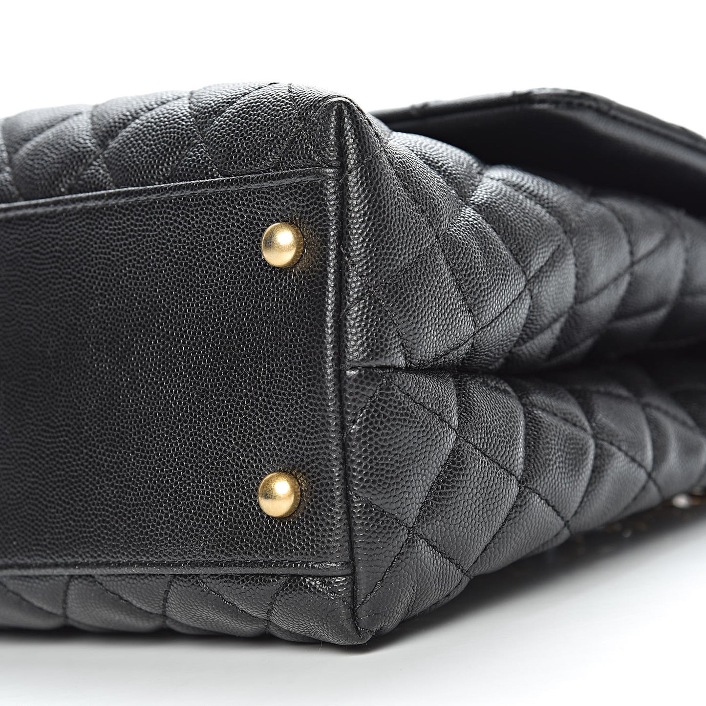 Caviar Lizard Quilted Medium Coco Handle Flap Black