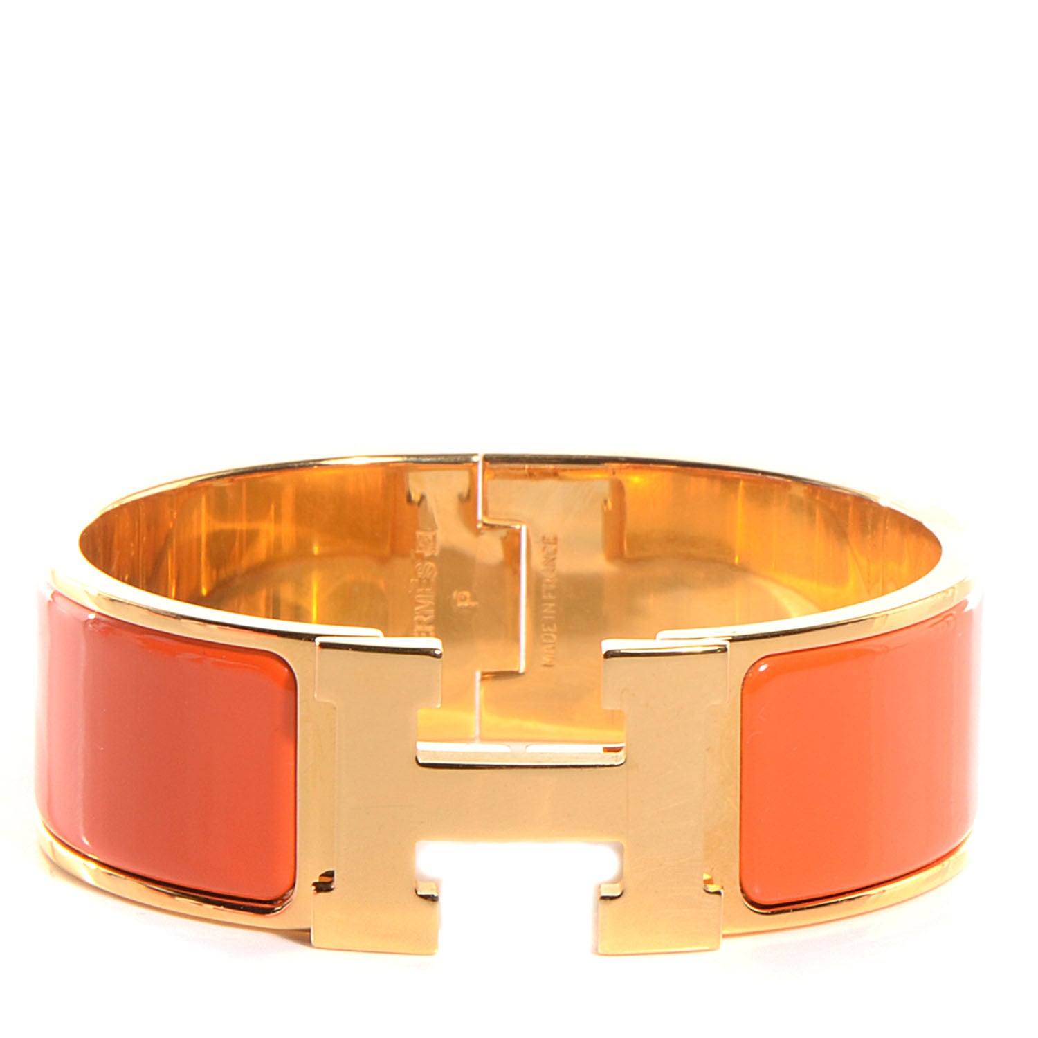 Hermes Enamel Clic Clac H Wide Bracelet PM Orange 1 of 5