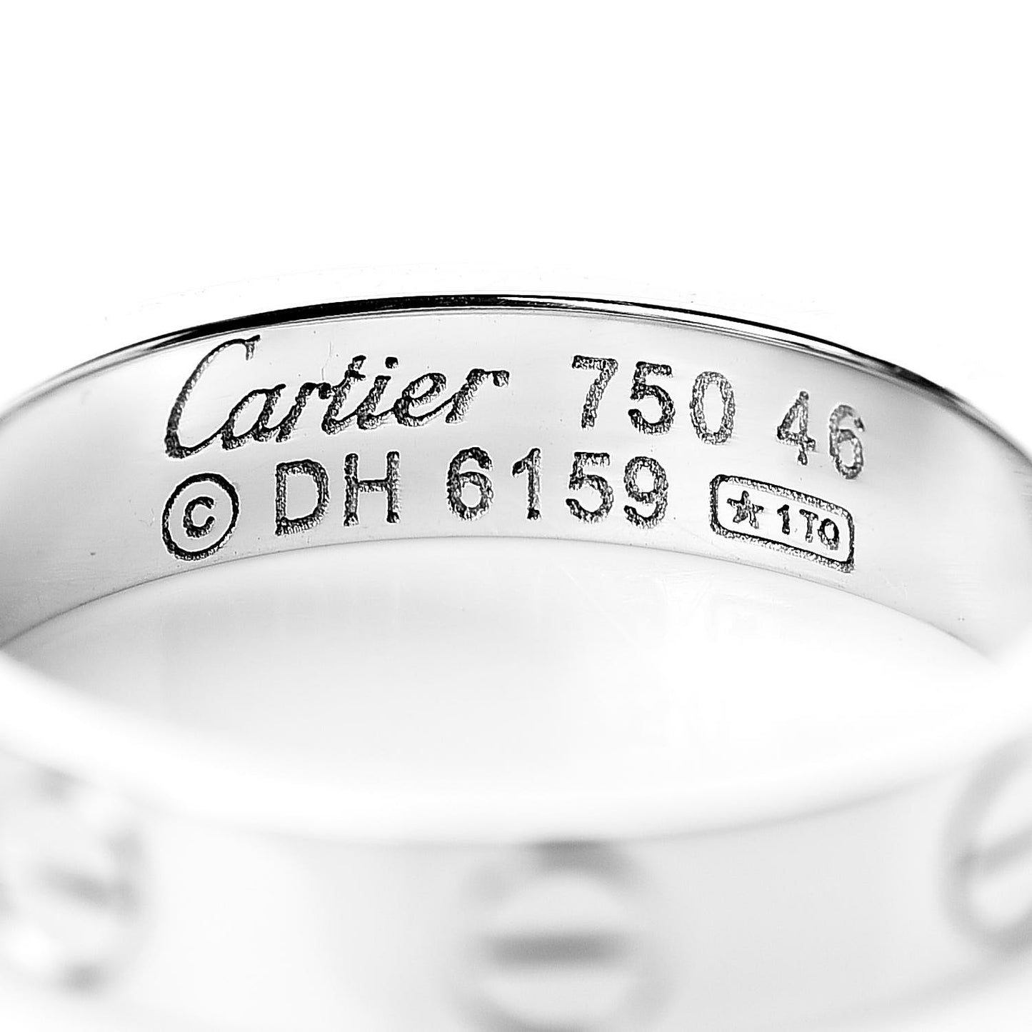 18K White Gold 3.5mm LOVE Wedding Band Ring 46 3.75