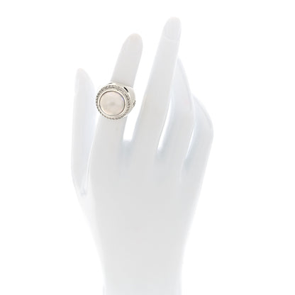 David Yurman Sterling Silver Diamond Cultured Mabe Pearl 14mm Ring 49 5 2 of 4