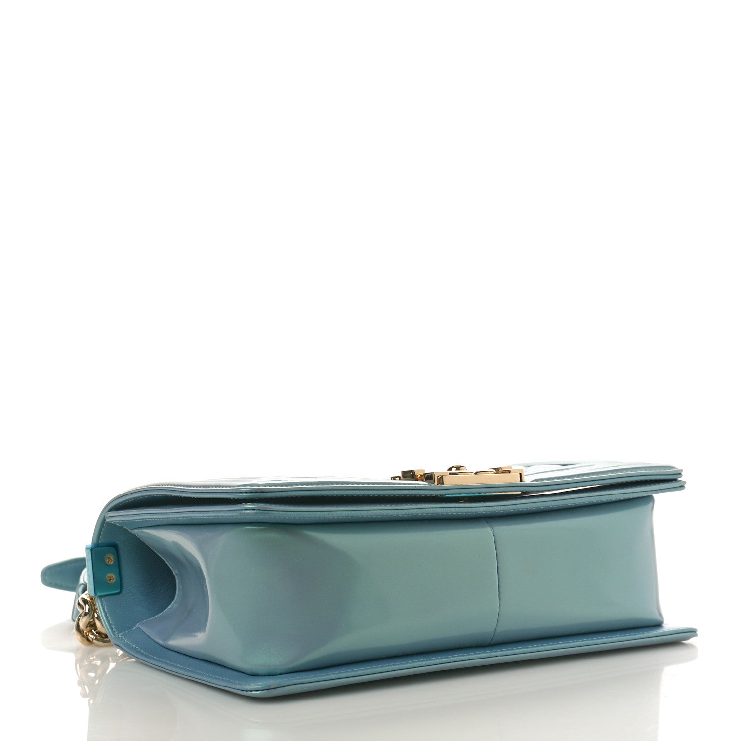 Chanel Iridescent Glazed Calfskin Quilted Medium Boy Flap Light Blue 4 of 11