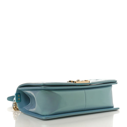 Chanel Iridescent Glazed Calfskin Quilted Medium Boy Flap Light Blue 4 of 11