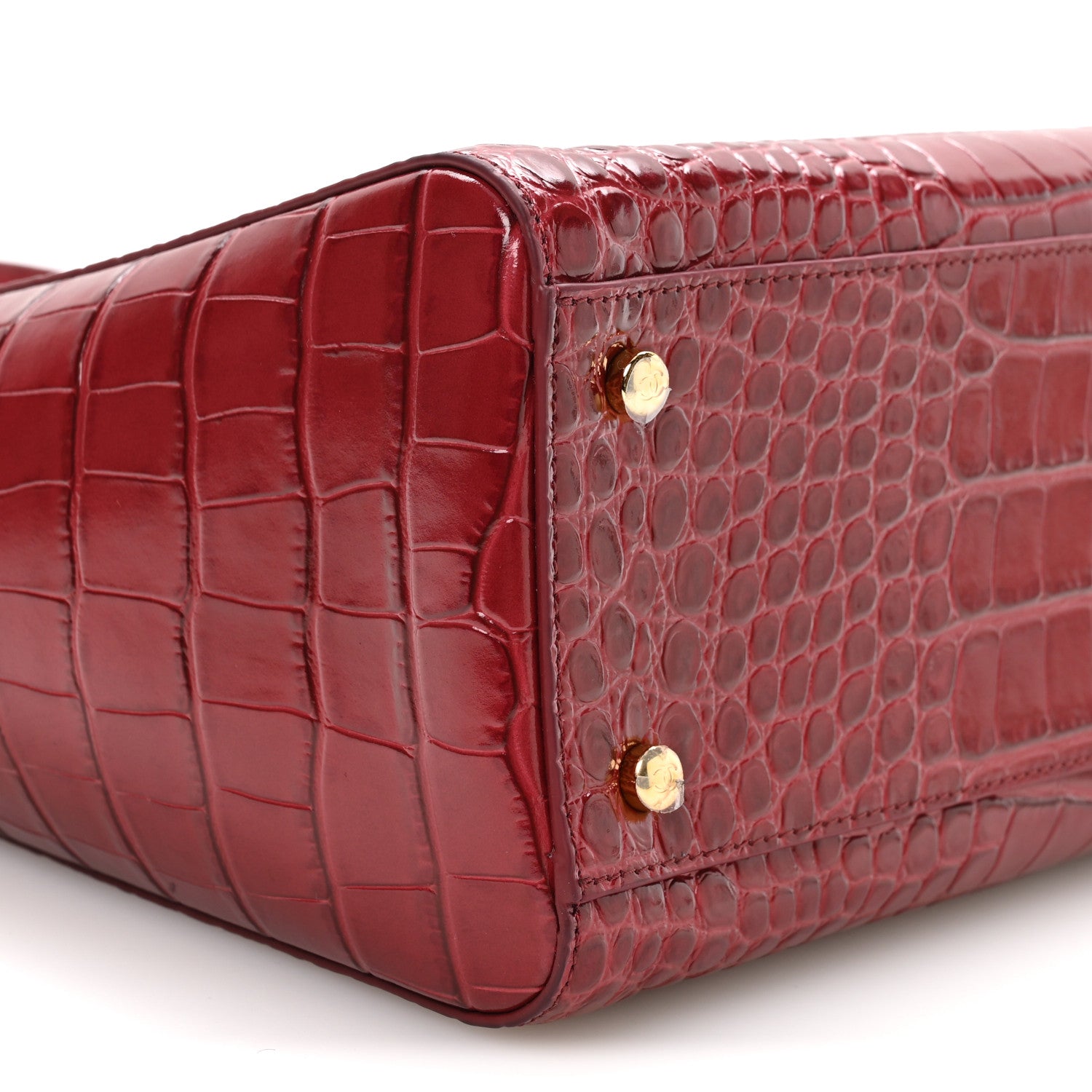 Chanel Calfskin Crocodile Embossed Archetype Small Shopping Tote