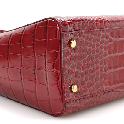 Chanel Calfskin Crocodile Embossed Archetype Small Shopping Tote Burgundy 9 of 11
