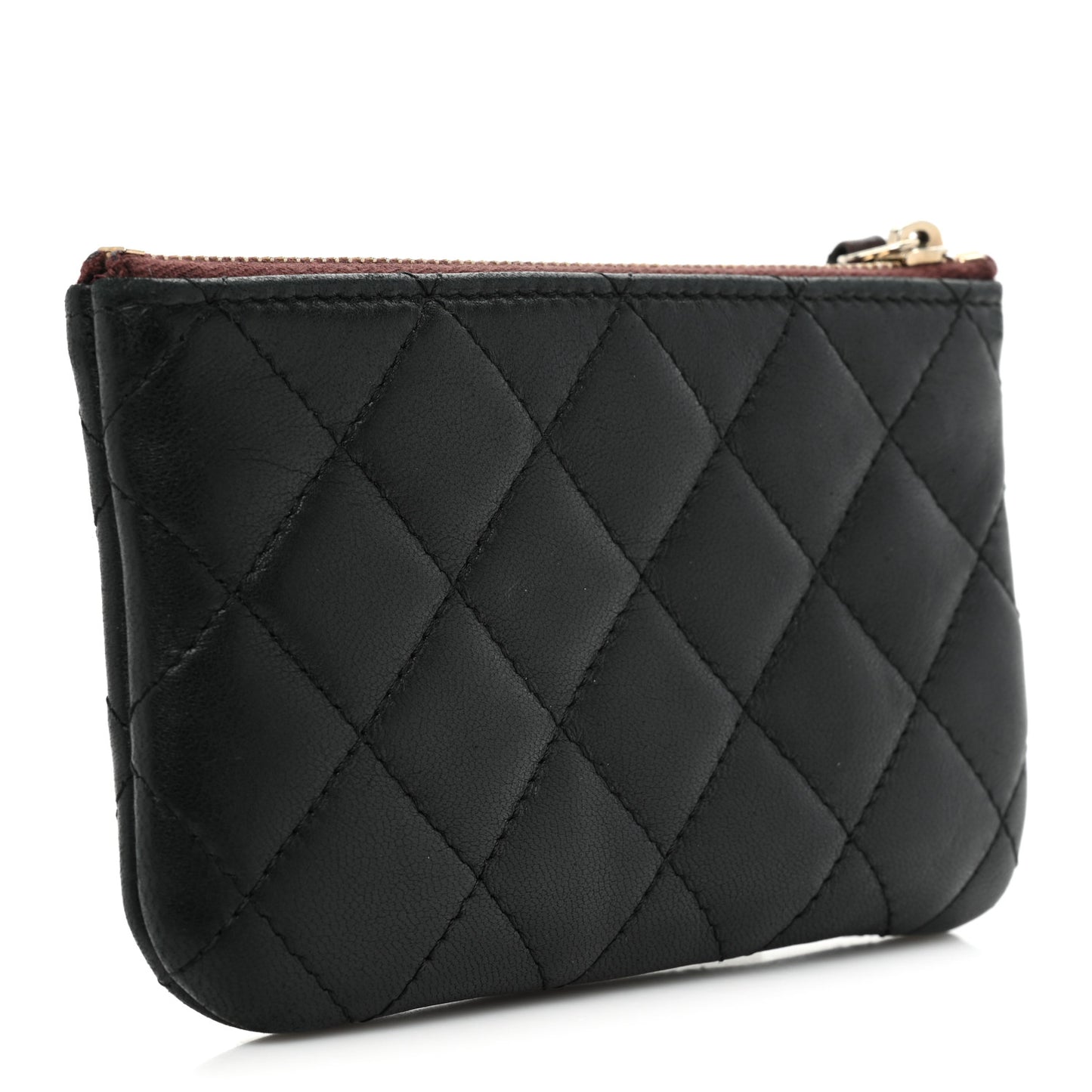 Lambskin Quilted Small Cosmetic Case Black