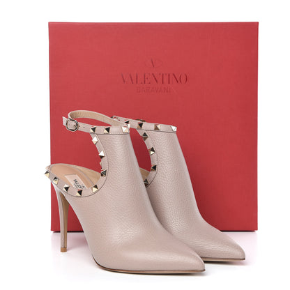 Valentino Garavani Calfskin Rockstud Open Back Ankle Booties 38 Poudre 9 of 9
