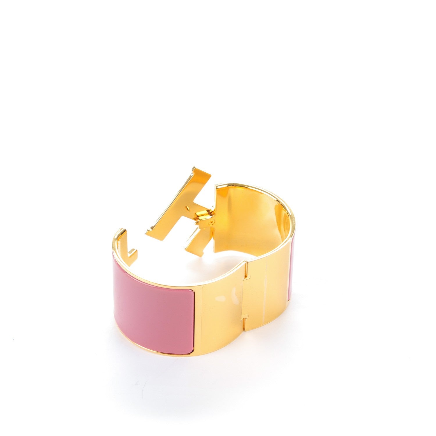 Hermes Enamel Extra Wide Clic Clac H Bracelet PM Rose Velours 3 of 4