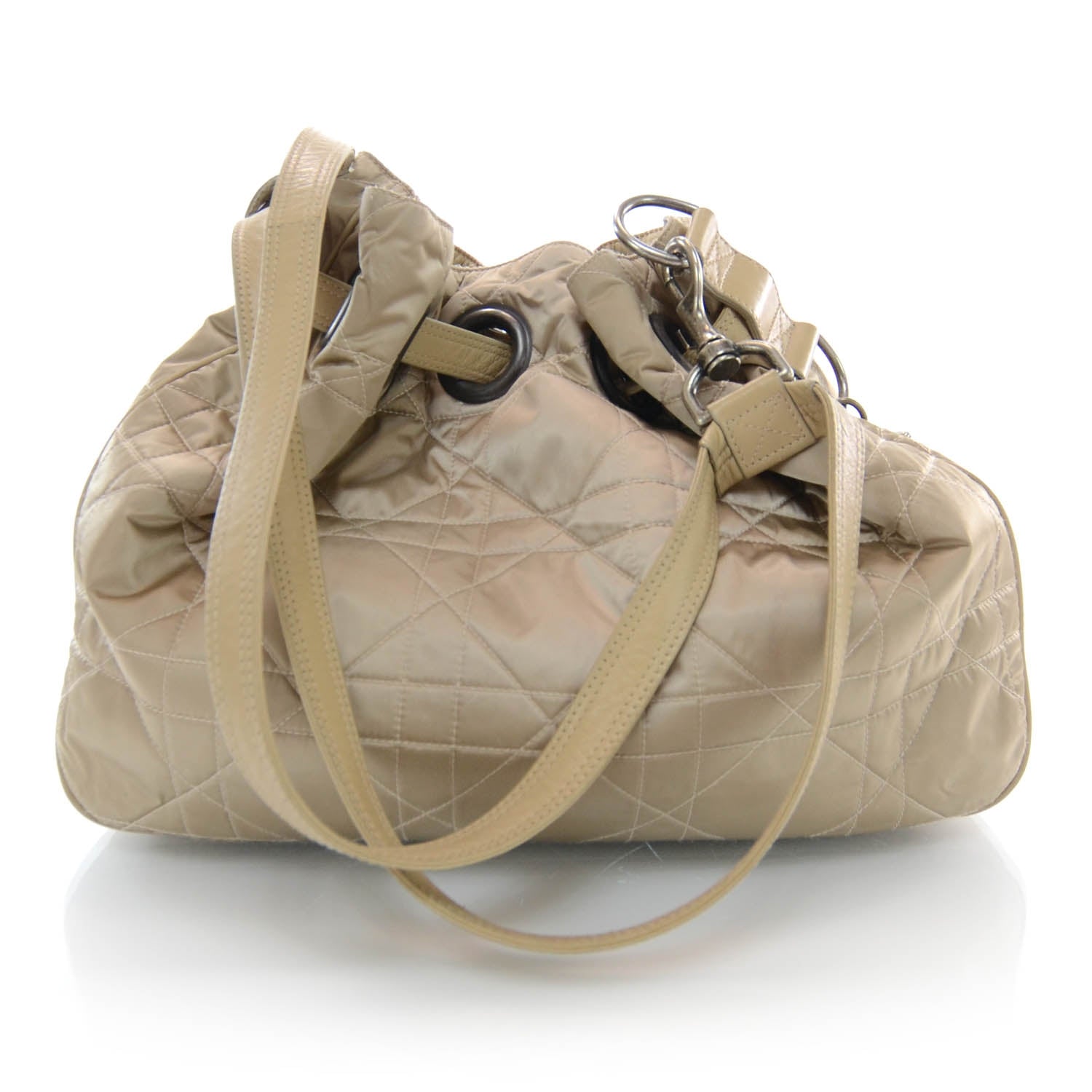 Christian Dior Nylon Cannage Drawstring Tote Champagne 3 of 7