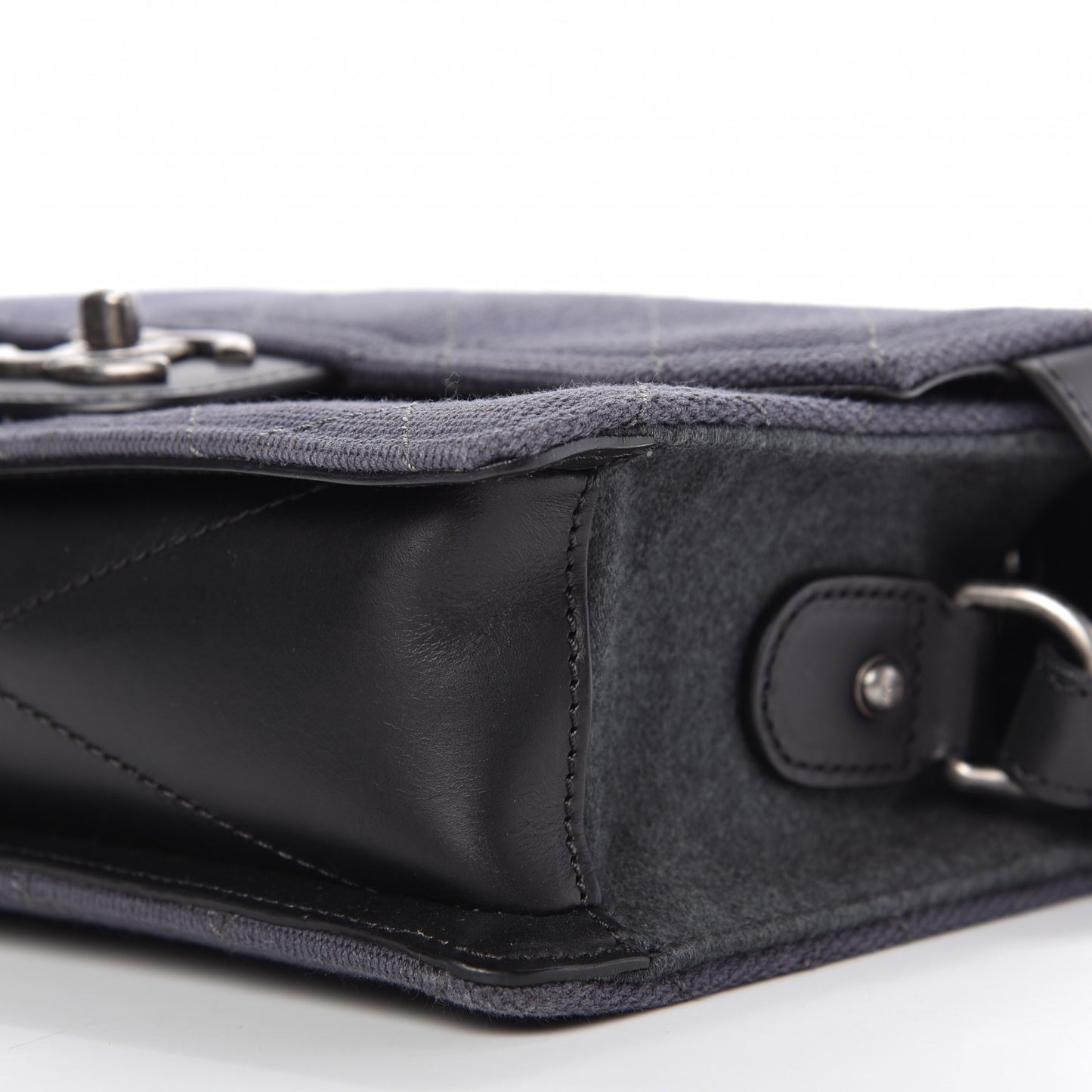 Fabric Quilted Small Flap Bag Dark Grey