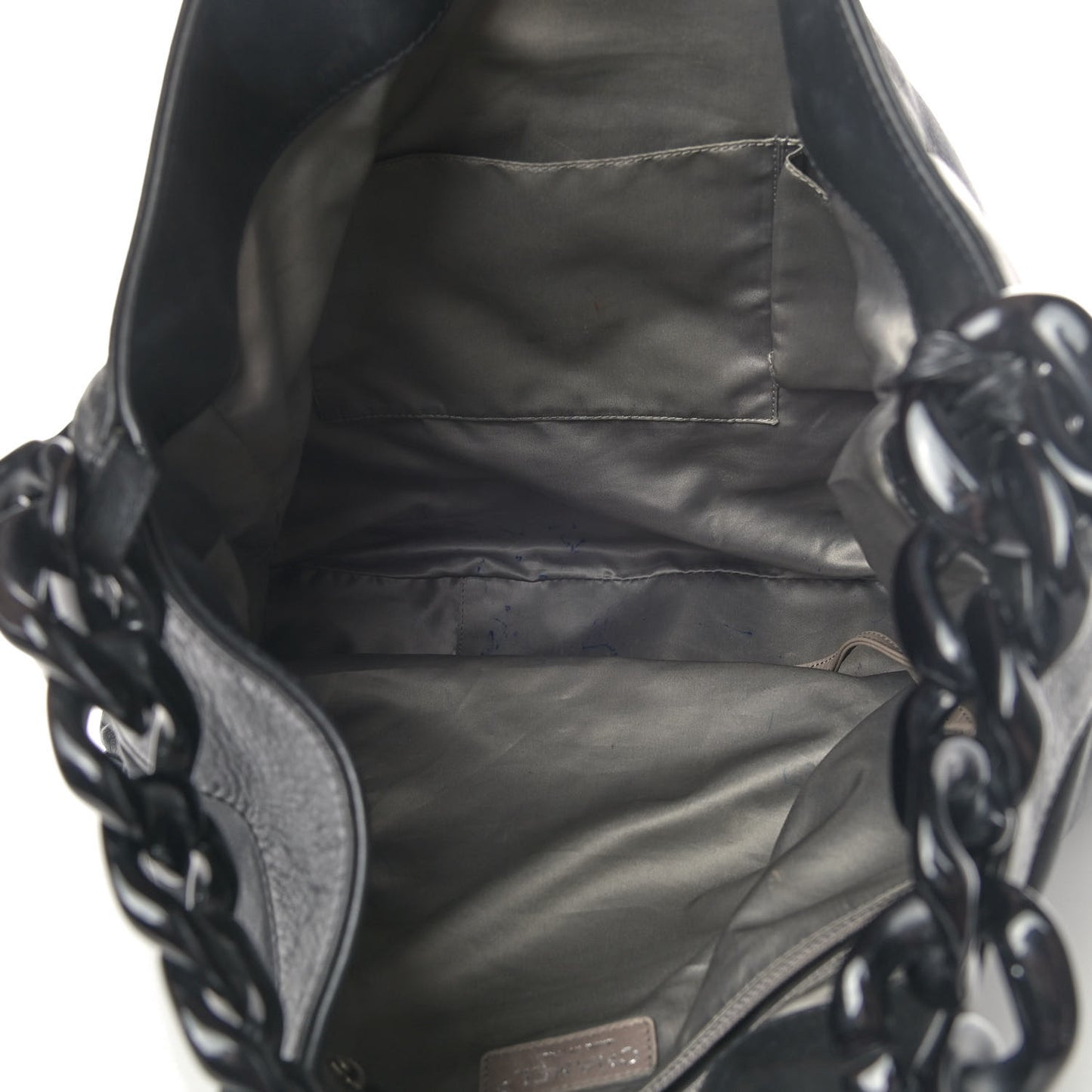 Calfskin Modern Chain Rhodoid Hobo Black