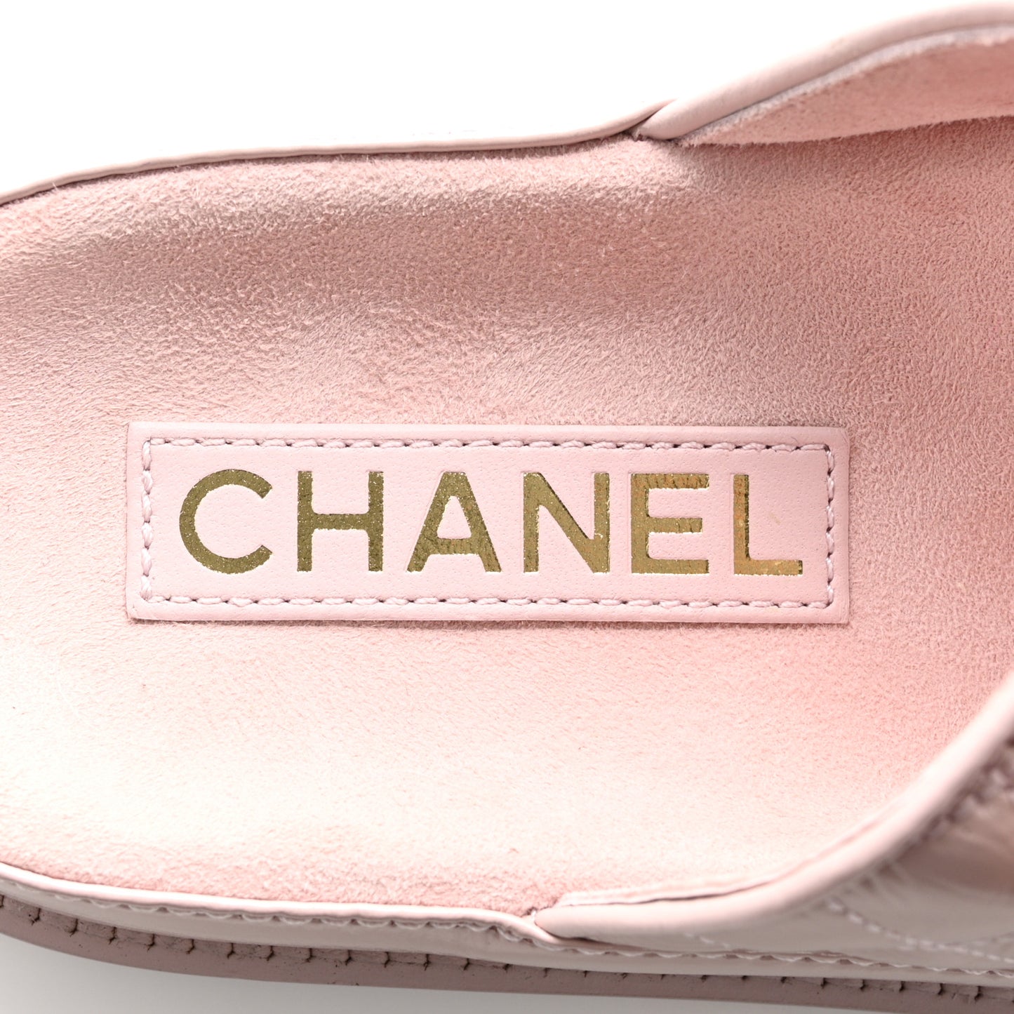 Shiny Calfskin Quilted Velcro Dad Crystal CC Slide Sandals 37 Light Pink