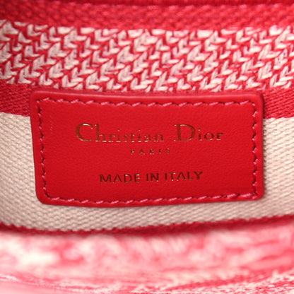 Christian Dior Canvas Toile De Jouy Reverse Embroidered Medium Lady D-Lite Red 6 of 10