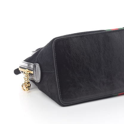 Gucci Suede Patent GG Web Medium Ophidia Top Handle Dome Bag Black 8 of 9