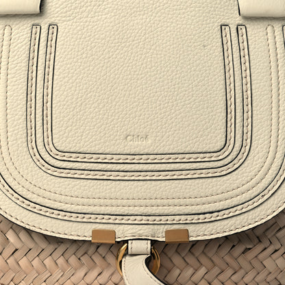 Chloe Raffia Small Grain Calfskin Medium Marcie Basket White 8 of 11