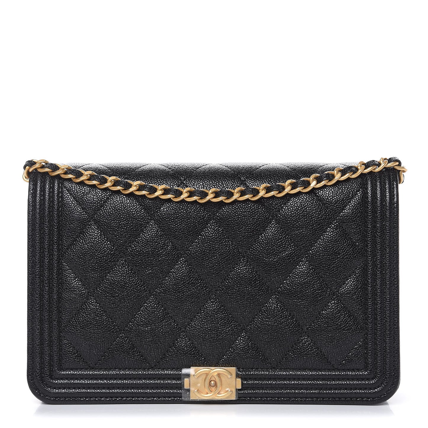 Caviar Quilted Boy Wallet On Chain WOC Black