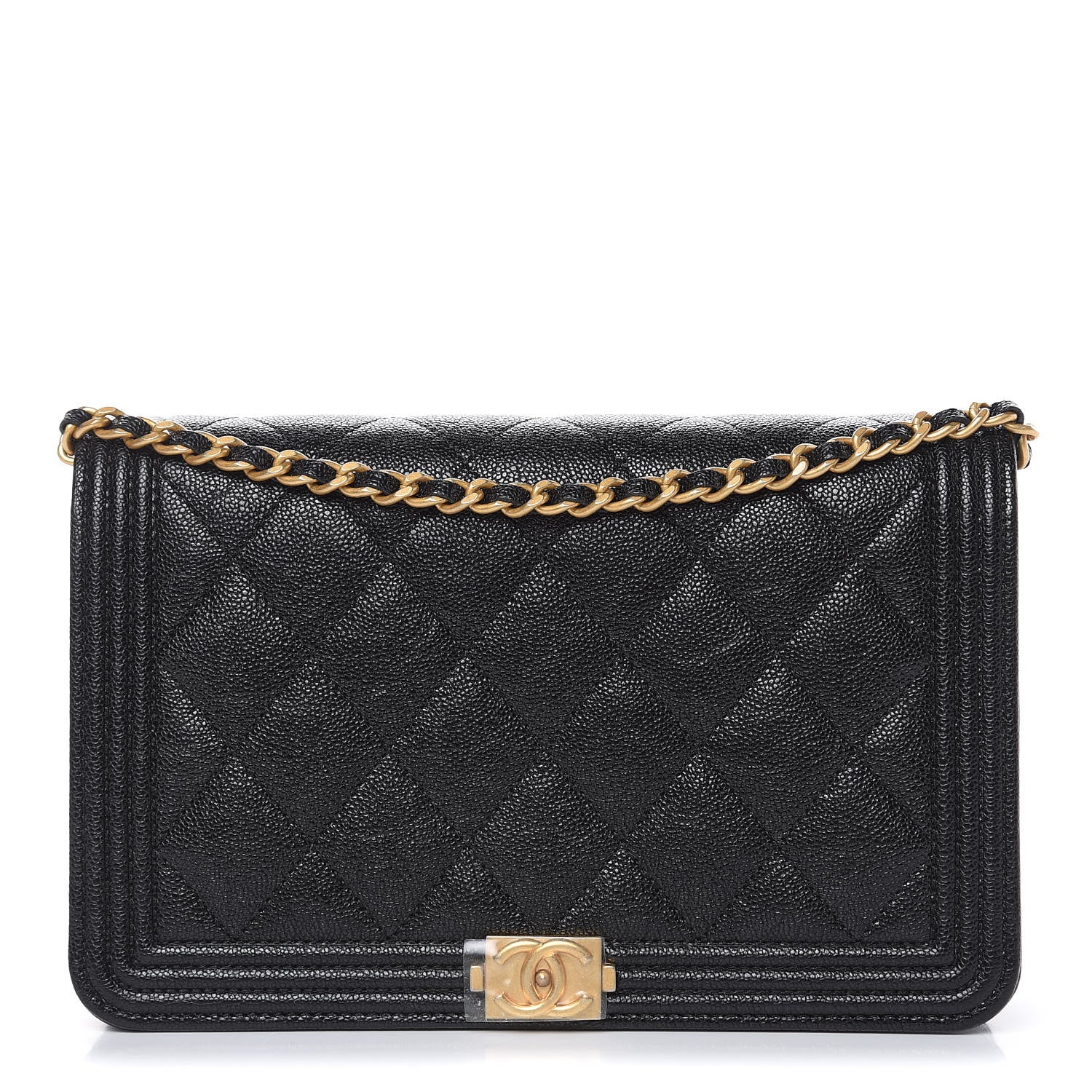 Chanel Caviar Quilted Boy Wallet On Chain WOC Black 1 of 12
