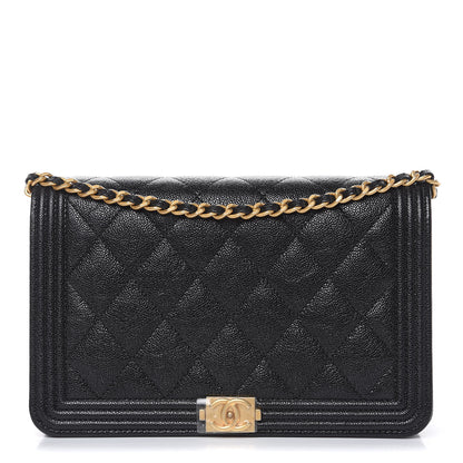 Chanel Caviar Quilted Boy Wallet On Chain WOC Black 1 of 12