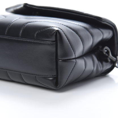 Saint Laurent Calfskin Y Quilted Monogram Toy Loulou Crossbody Bag Black 10 of 10