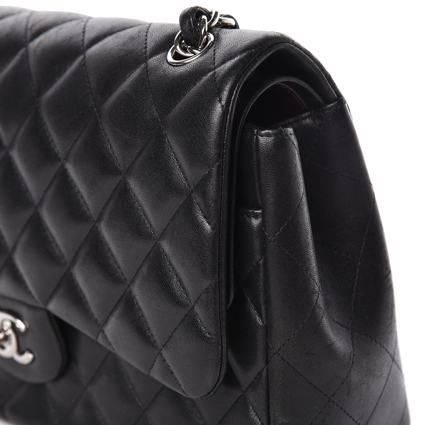 Lambskin Quilted Jumbo Double Flap Black