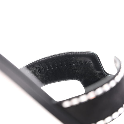 Hermes Suede Goatskin Crystal Embellished Oran Sandals 39 Black 8 of 9