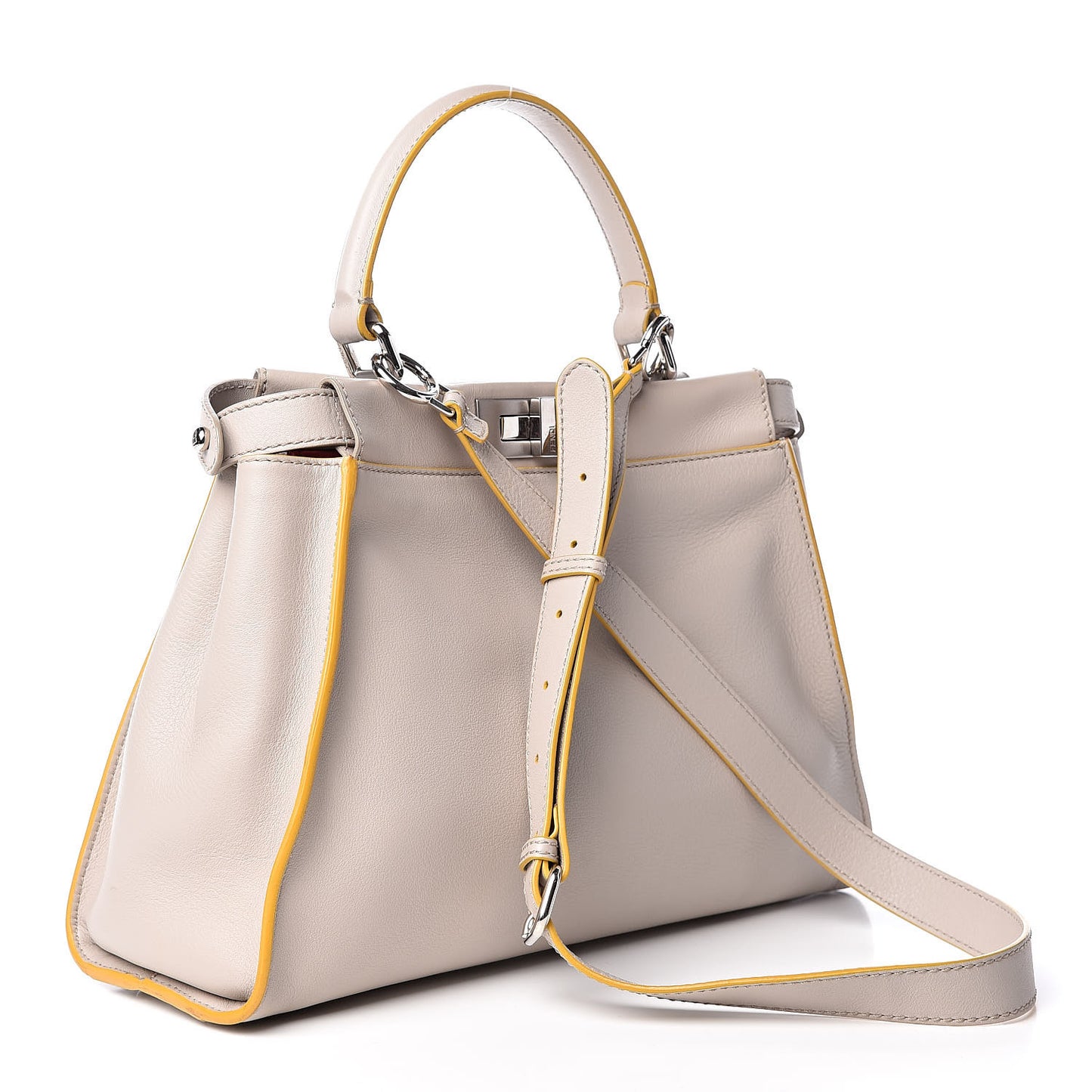 Vitello Seta Burro Medium Peekaboo Iconic Satchel Grigio Polvere Mattone