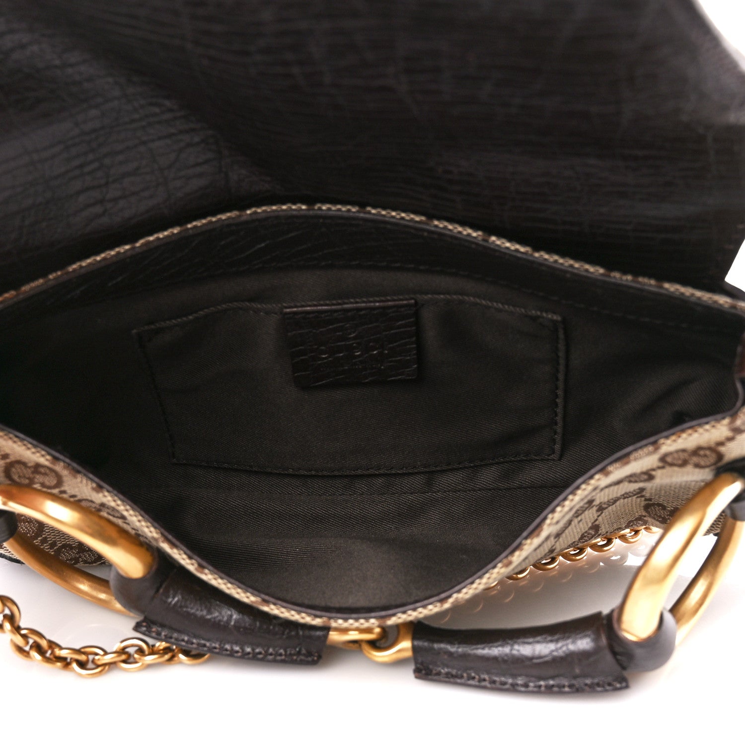 Gucci Monogram Horsebit Clutch Dark Brown 5 of 11