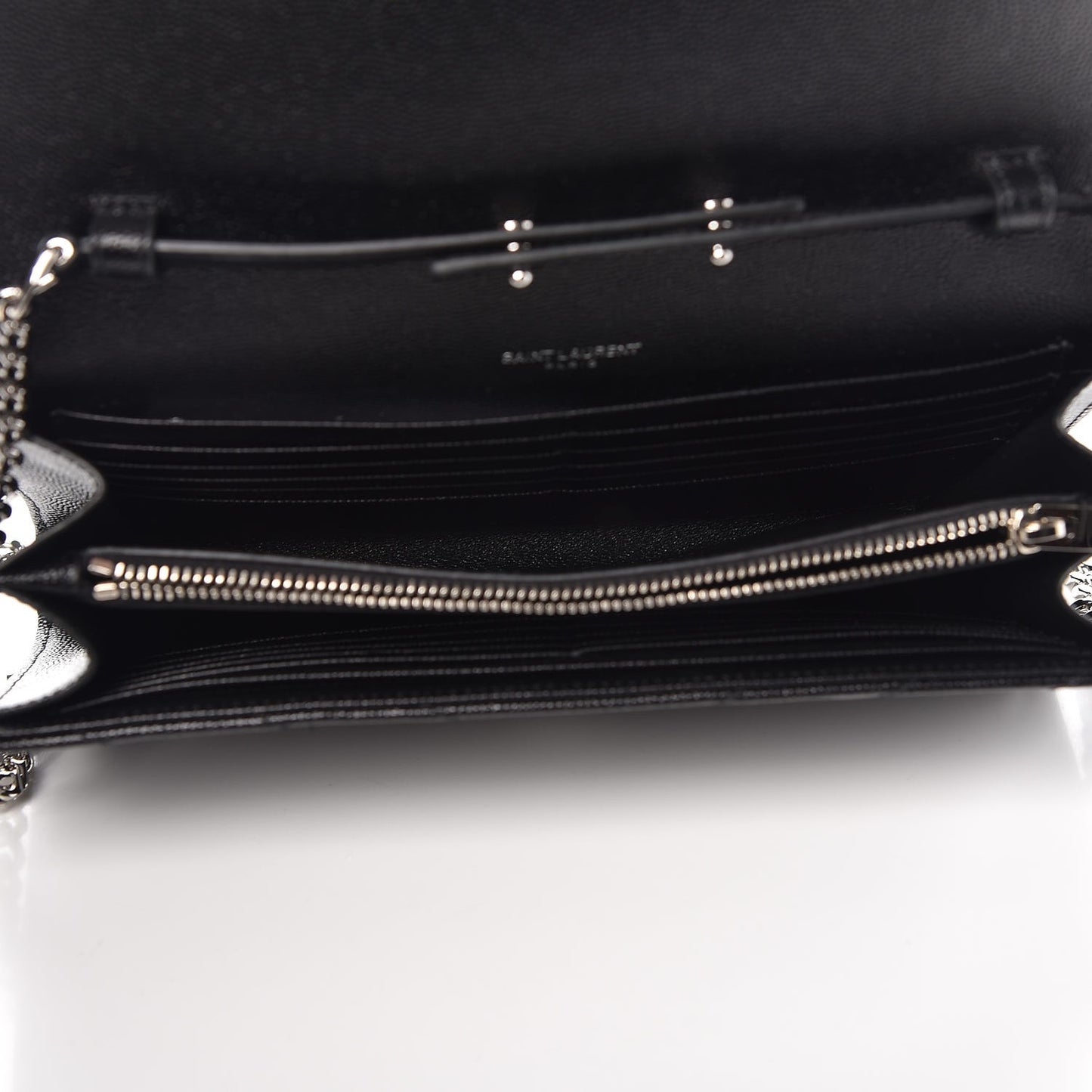 Grain De Poudre Matelasse Chevron Monogram Chain Wallet Black