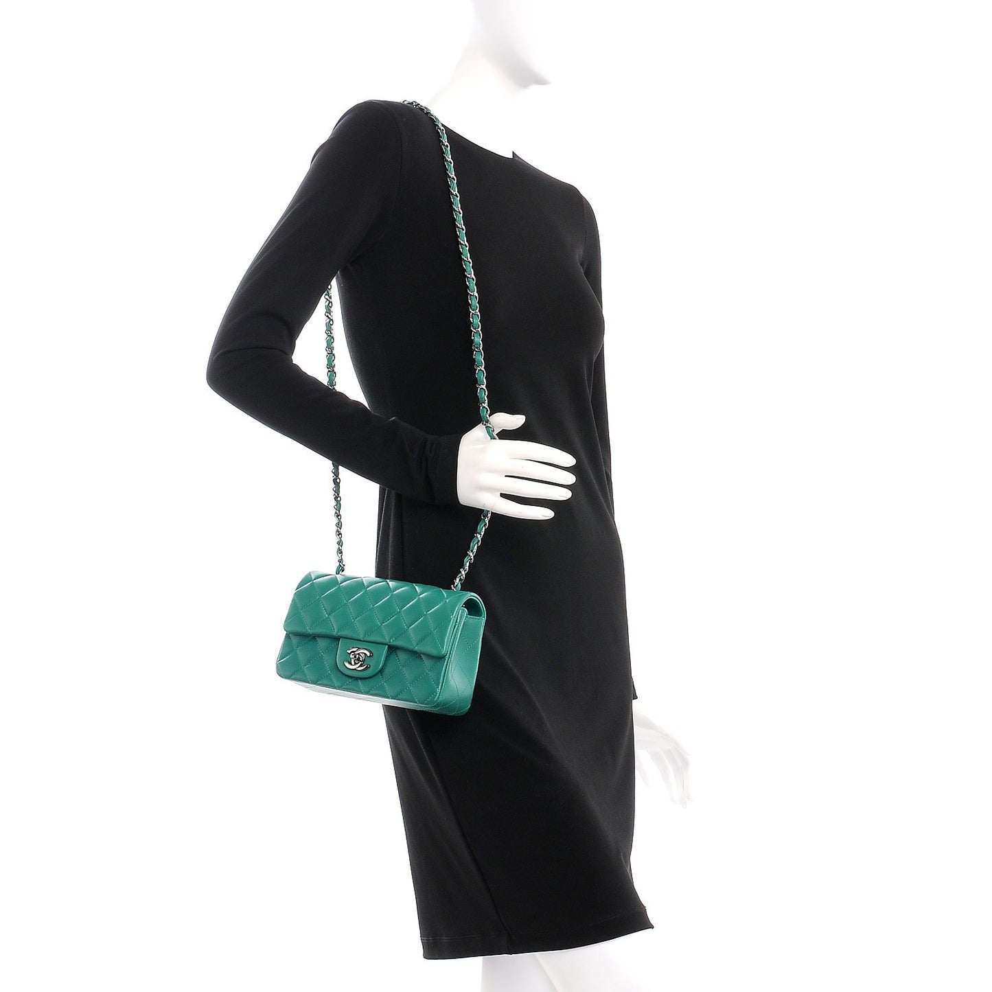Lambskin Quilted Mini Square Flap Green