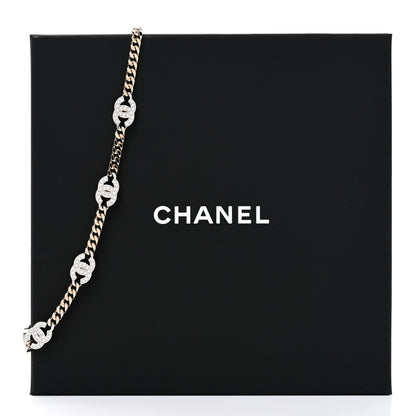 Chanel Crystal Chain CC Link Choker Gold Silver 6 of 6