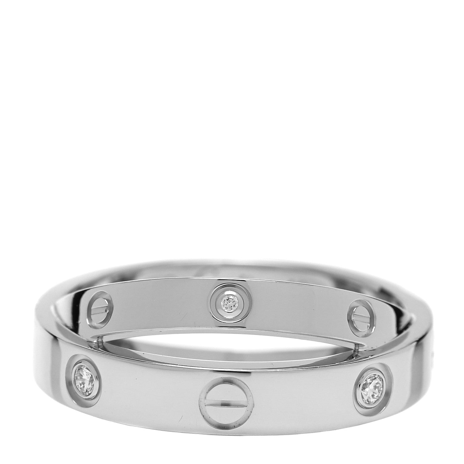 Cartier 18K White Gold 6 Diamond LOVE Ring 49 4.75 1 of 4