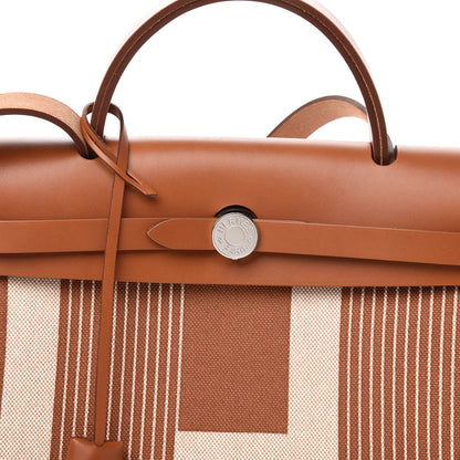 Hermes Vache Hunter Toile H Vibration Herbag Zip Retourne 31 PM Fauve Ecru Beige 11 of 12
