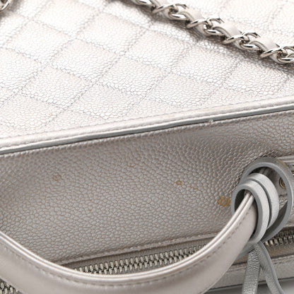 Chanel Metallic Caviar Quilted Large CC Filigree Vanity Case Silver 12 of 13