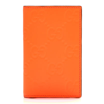 Gucci Rubber Effect GG Embossed Long Card Case New Orange Fluo 1 of 8