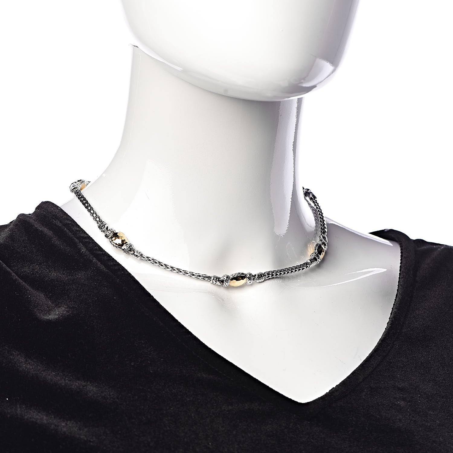 John Hardy Sterling Silver 22K Yellow Gold Palu Station Necklace 2 of 6