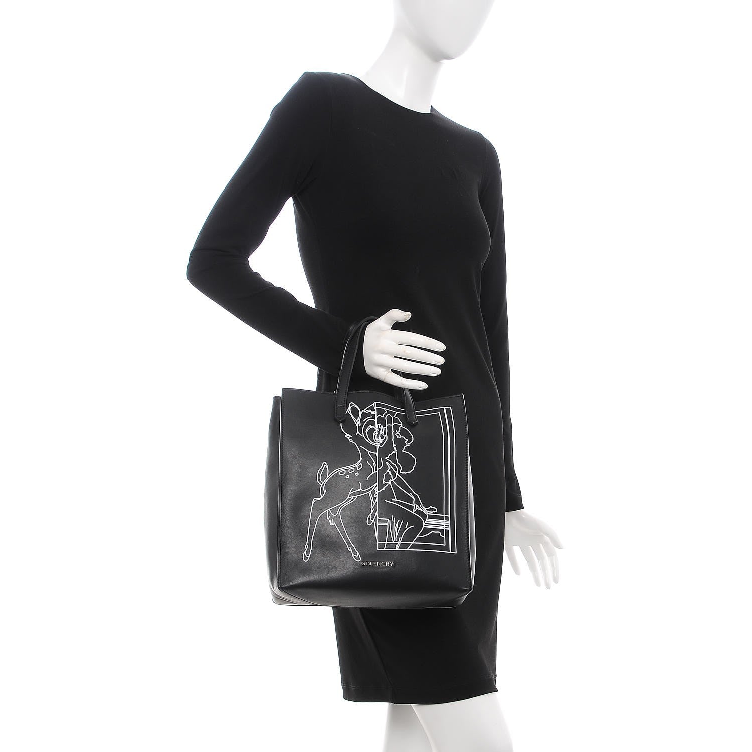 Givenchy Calfskin Bambi Print Small Stargate Shopper Tote Black 3 of 13