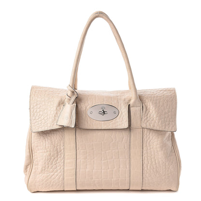 Mulberry Calfskin Crocodile Embossed Bayswater Snowball White 1 of 21