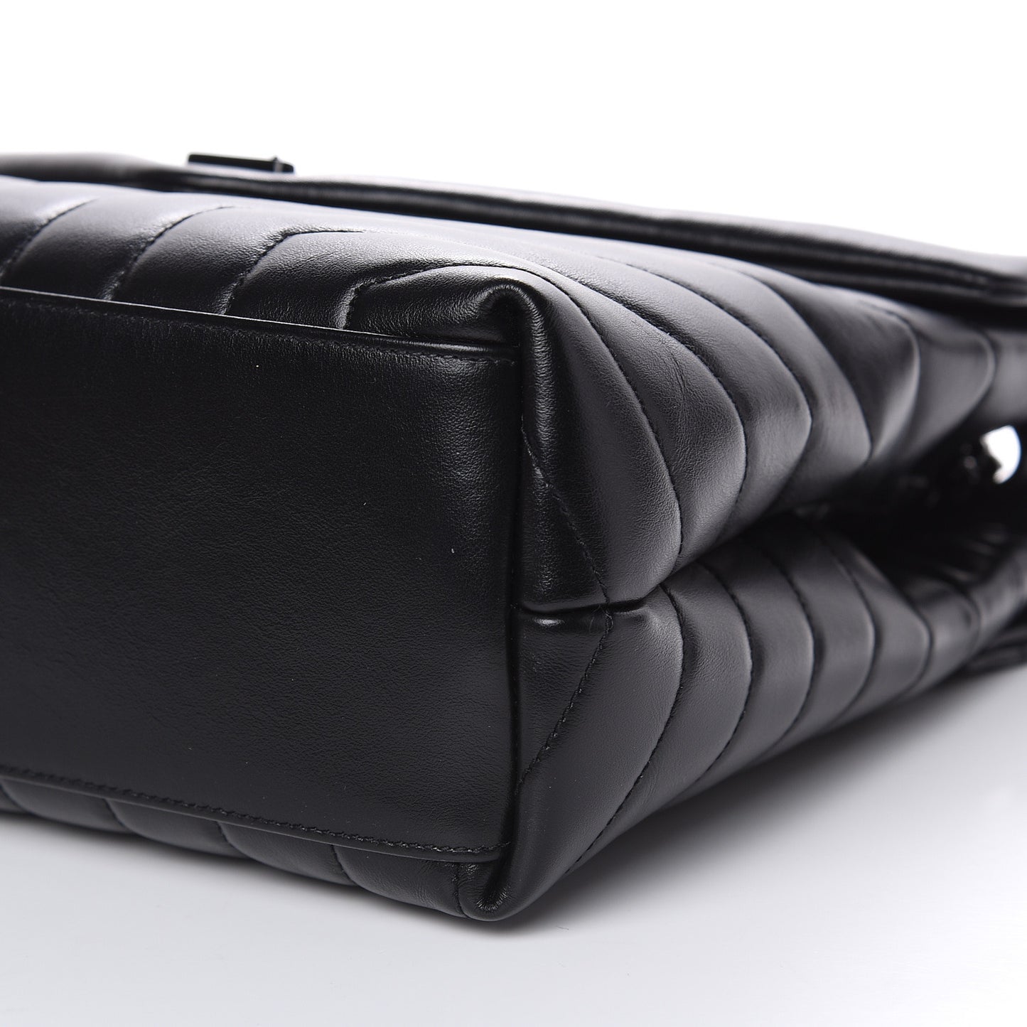 Calfskin Y Quilted Monogram Medium Loulou Chain Satchel Black