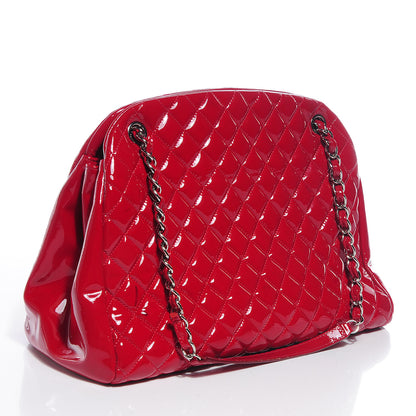 Chanel Patent Quilted Large Just Mademoiselle Bowling Bag Red 3 of 7