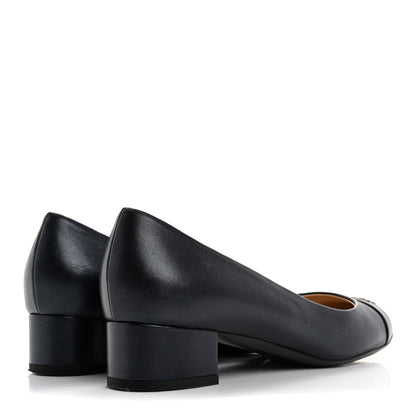 Chanel Lambskin Cap Toe CC Pumps 39 Navy Black 5 of 10