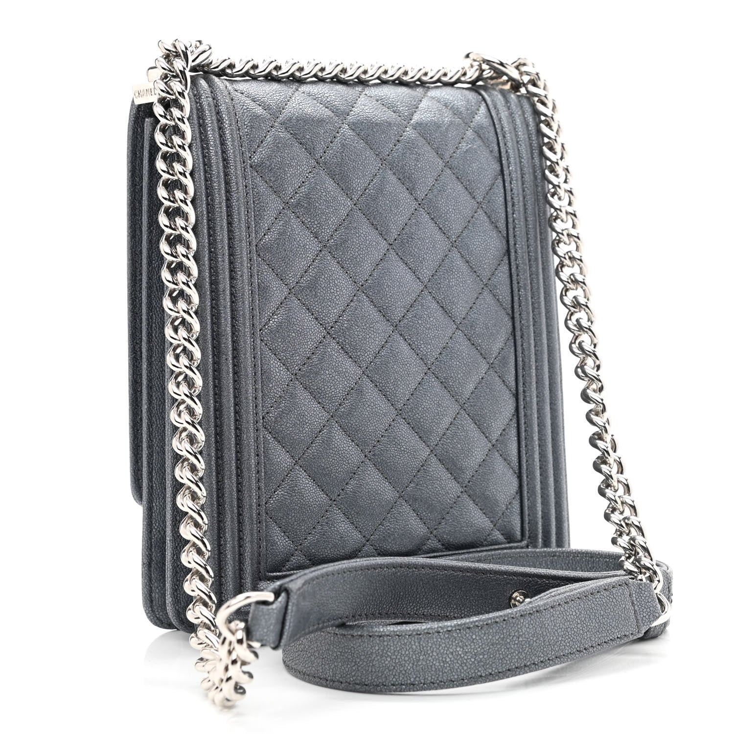 Chanel Iridescent Caviar Quilted North South Boy Flap Grey 3 of 11