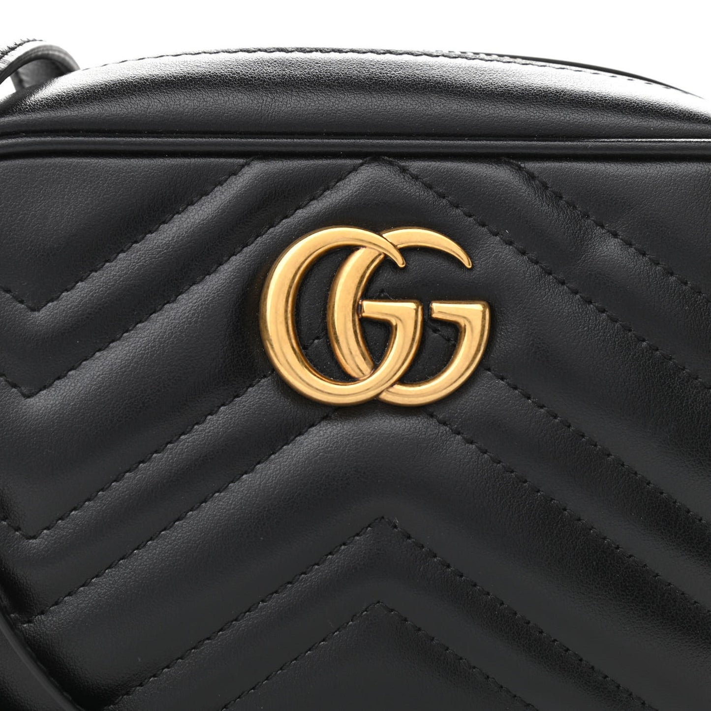 Calfskin Matelasse Mini GG Marmont Chain Shoulder Bag Black