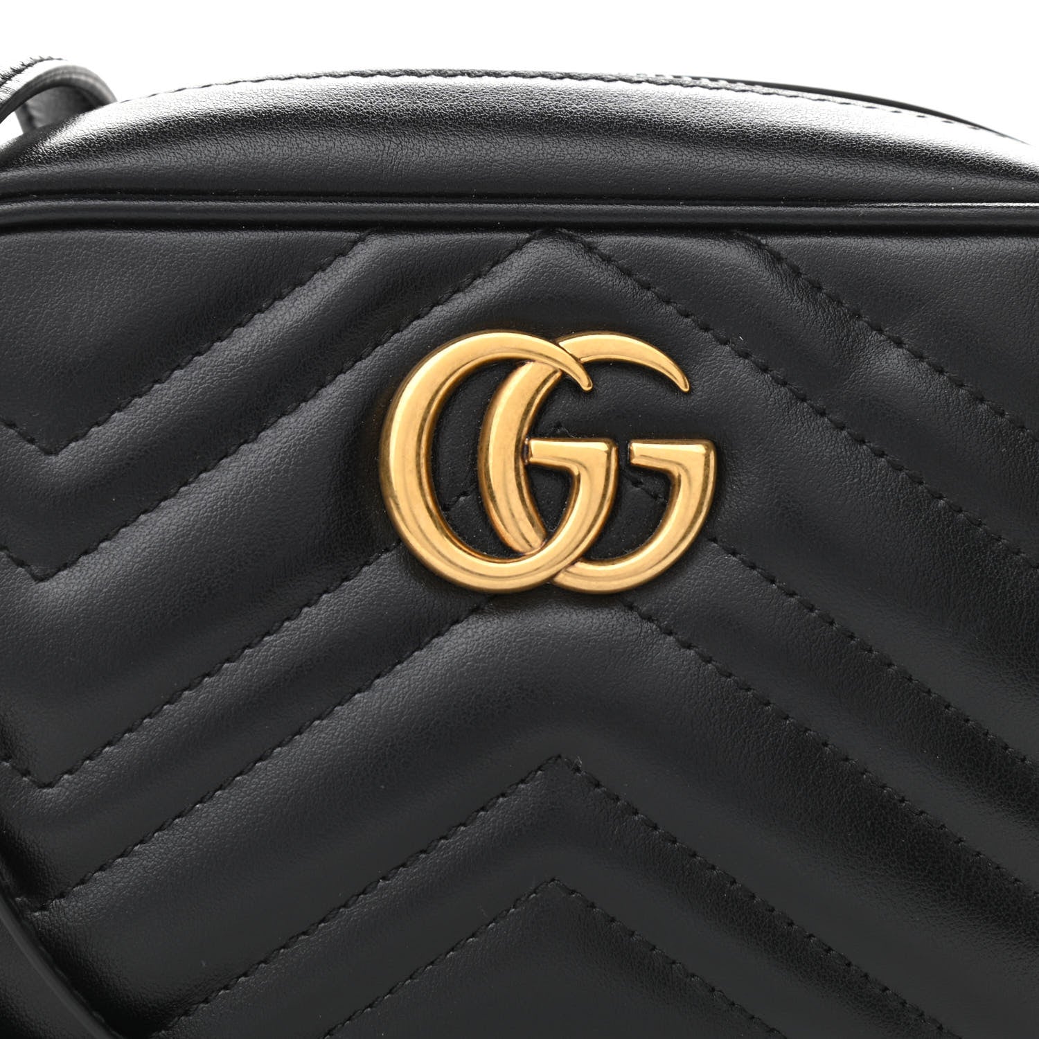 Gucci Calfskin Matelasse Mini GG Marmont Chain Shoulder Bag Black 8 of 10