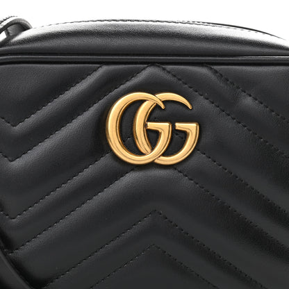 Gucci Calfskin Matelasse Mini GG Marmont Chain Shoulder Bag Black 8 of 10