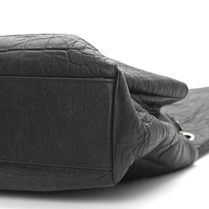 Saint Laurent Calfskin Crocodile Embossed Medium West Hollywood Monogram Fold-Over Black 10 of 11