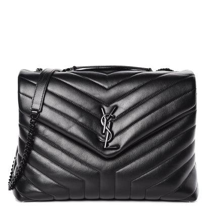 Saint Laurent Calfskin Y Quilted Monogram Medium Loulou Chain Satchel Black 1 of 11