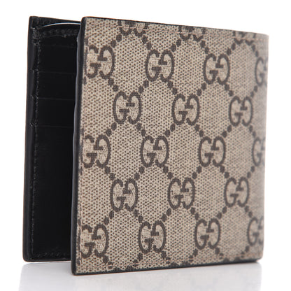Gucci GG Supreme Monogram Selleria Calfskin Tiger Nice Bi-Fold Wallet Beige Ebony Multicolor Black 3 of 8
