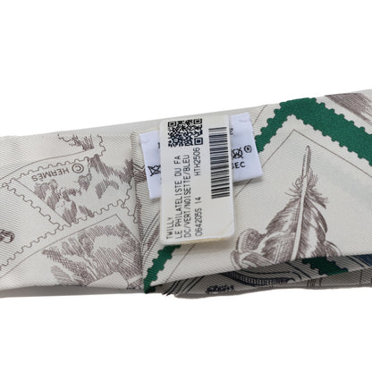 Hermes Silk Le Philateliste Du Faubourg Twilly Vert Noisette Bleu 3 of 3