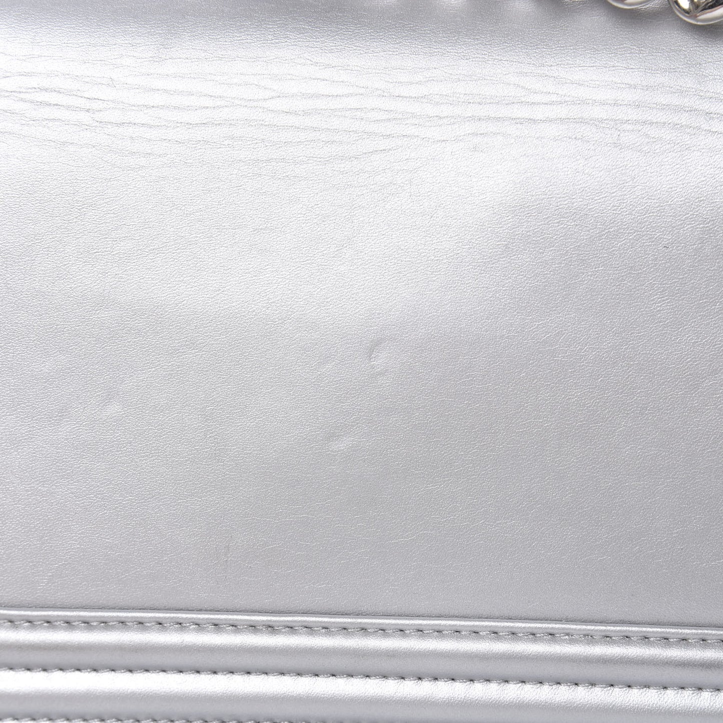 Metallic Lambskin LED Small Boy Flap Silver