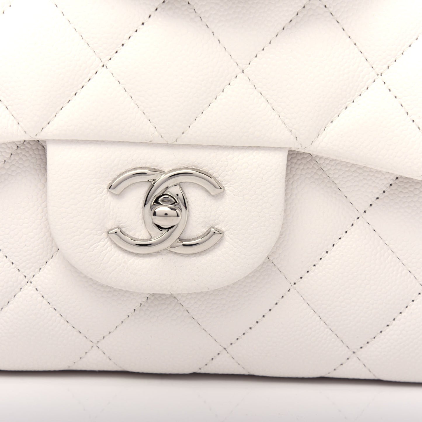 Caviar Quilted Jumbo Double Flap White
